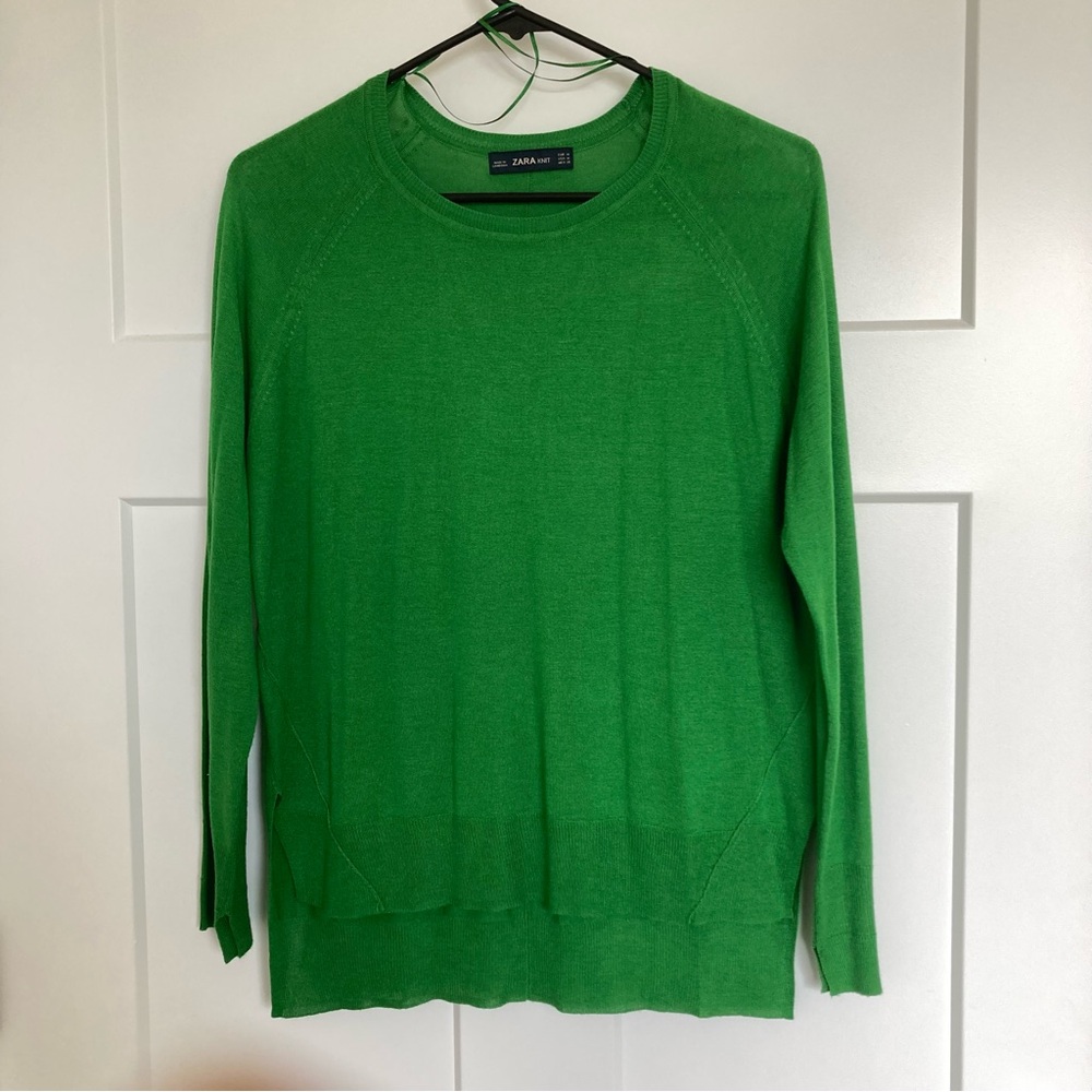 ZARA Women’s Thin Knit Sweater, Green, Size M